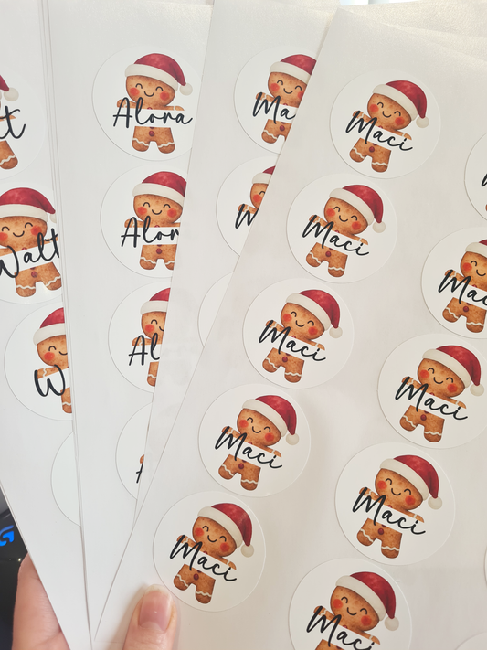 Personalised Christmas Gingerbread Man Stickers