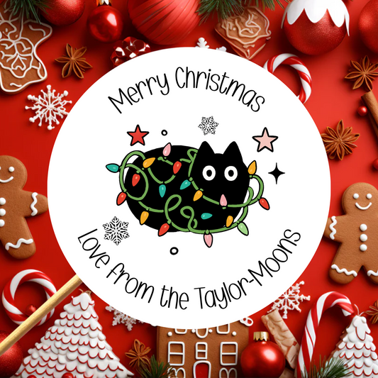 Personalised Christmas Cat Stickers