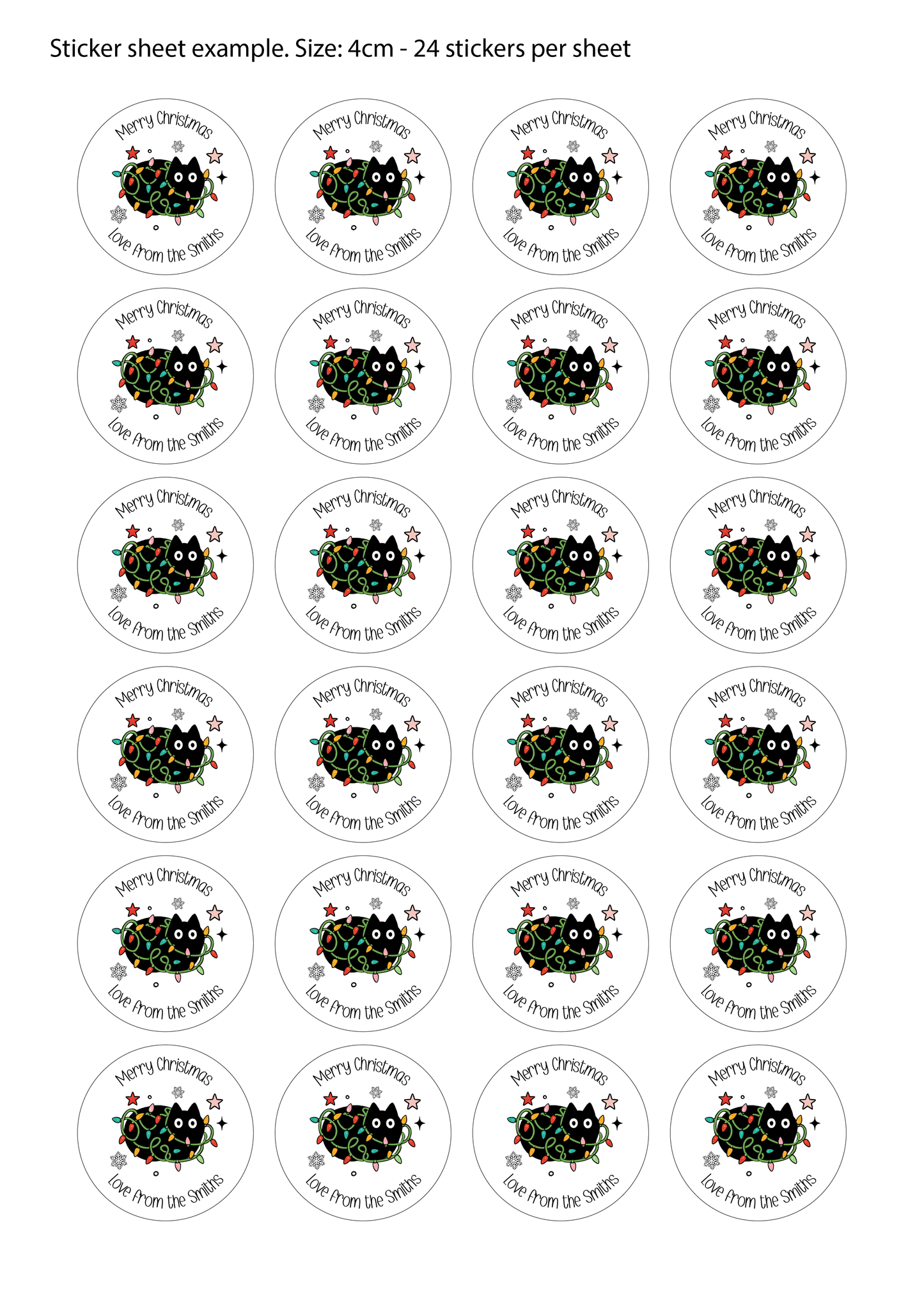 Personalised Christmas Cat Stickers