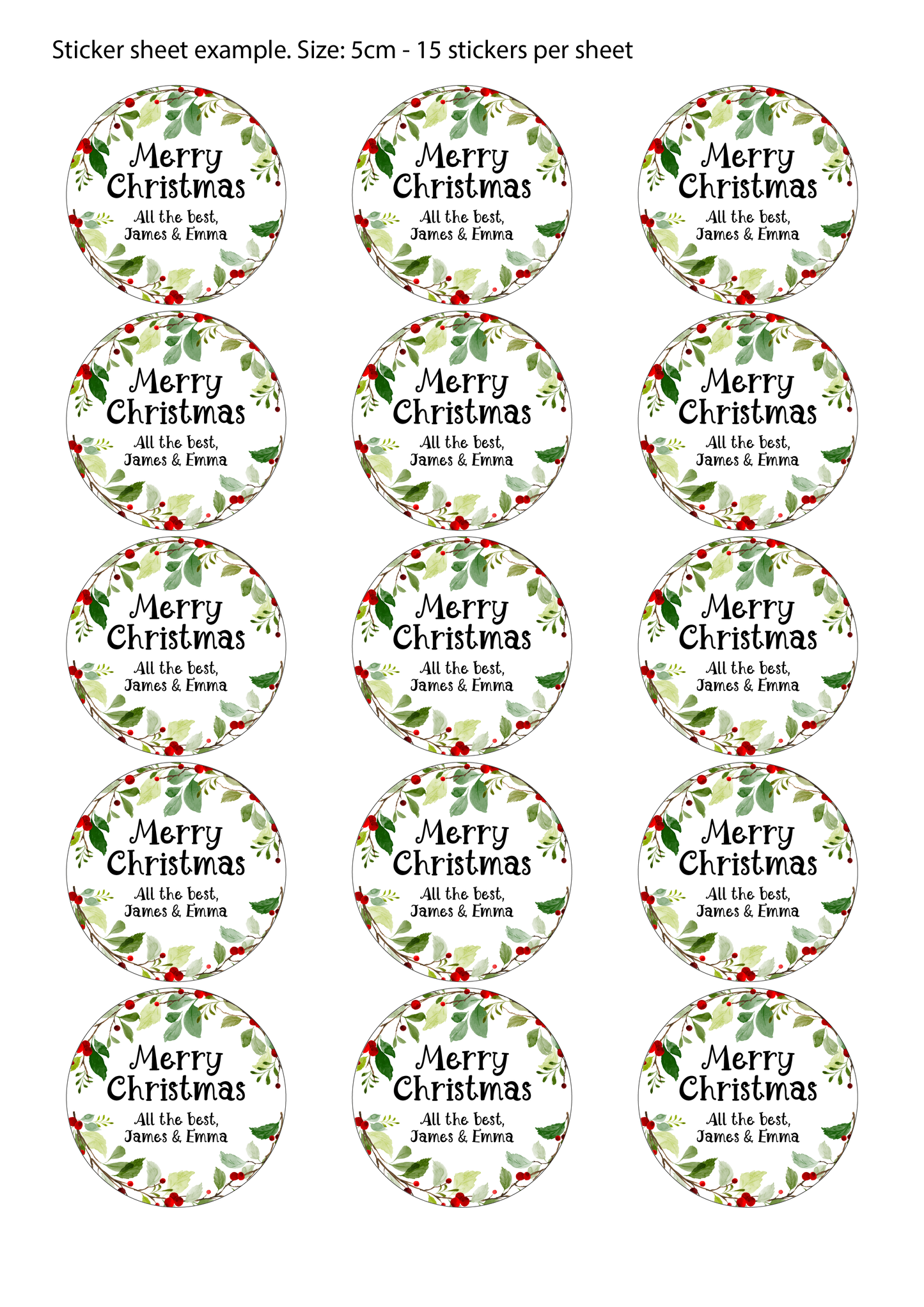 Personalised Christmas Wreath Stickers