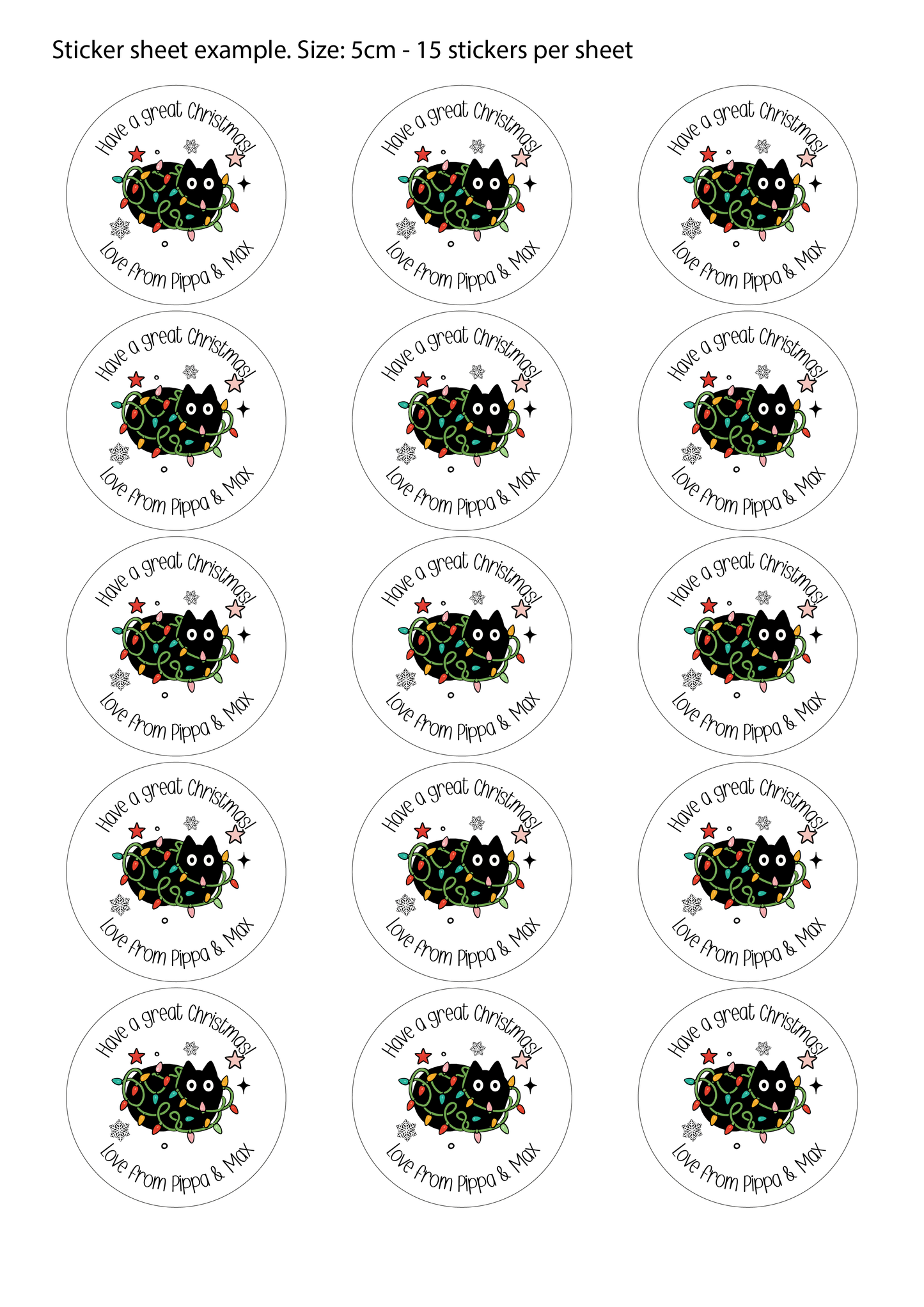 Personalised Christmas Cat Stickers