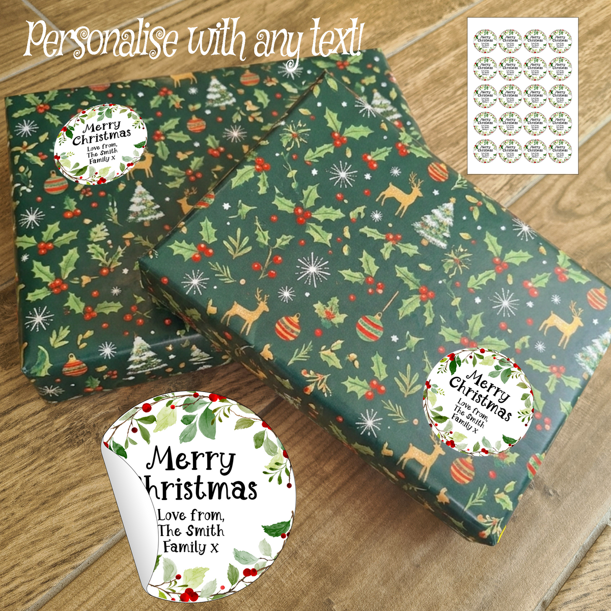 Personalised Christmas Wreath Stickers