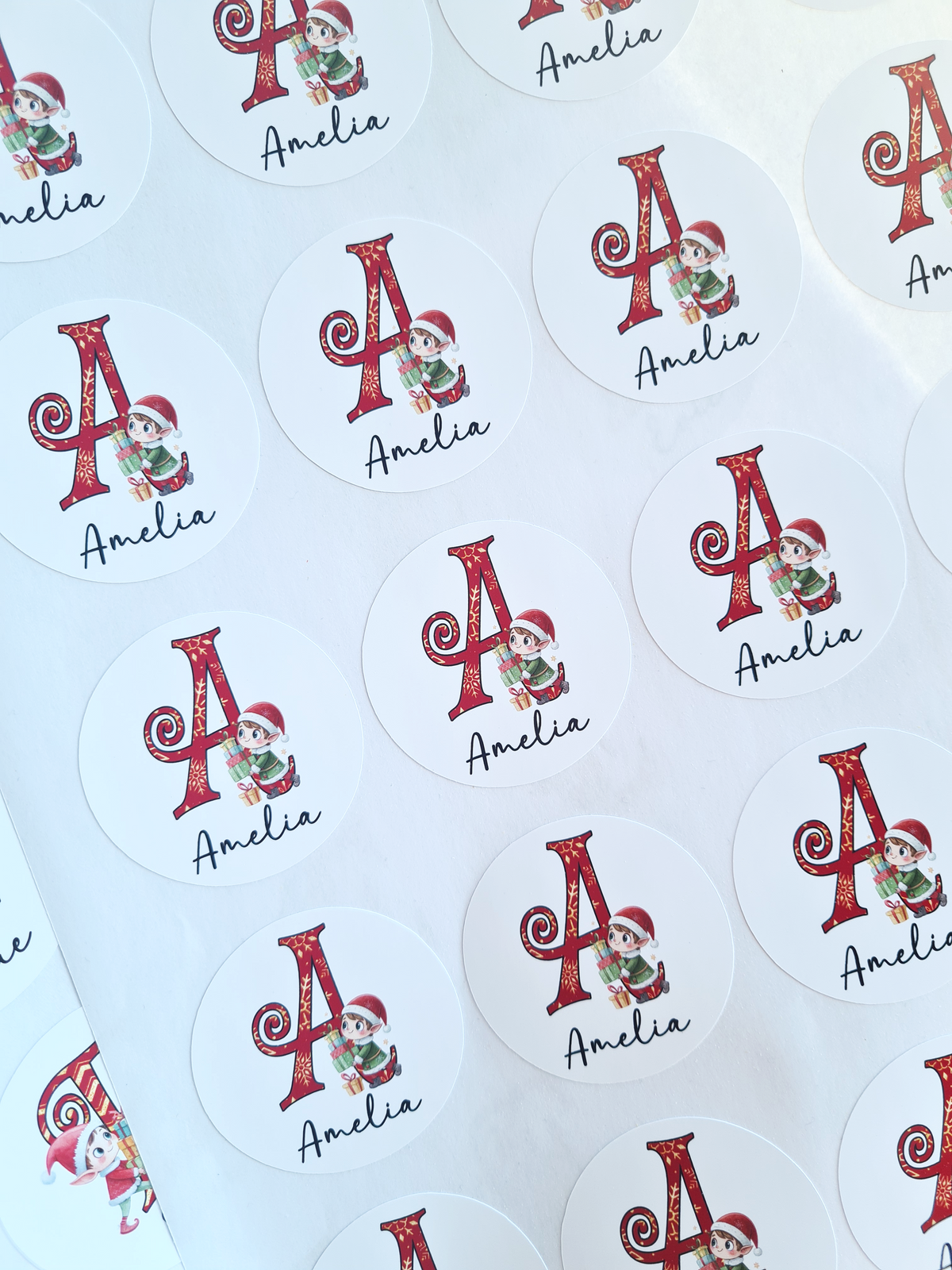 Personalised Letter Elf Christmas Stickers