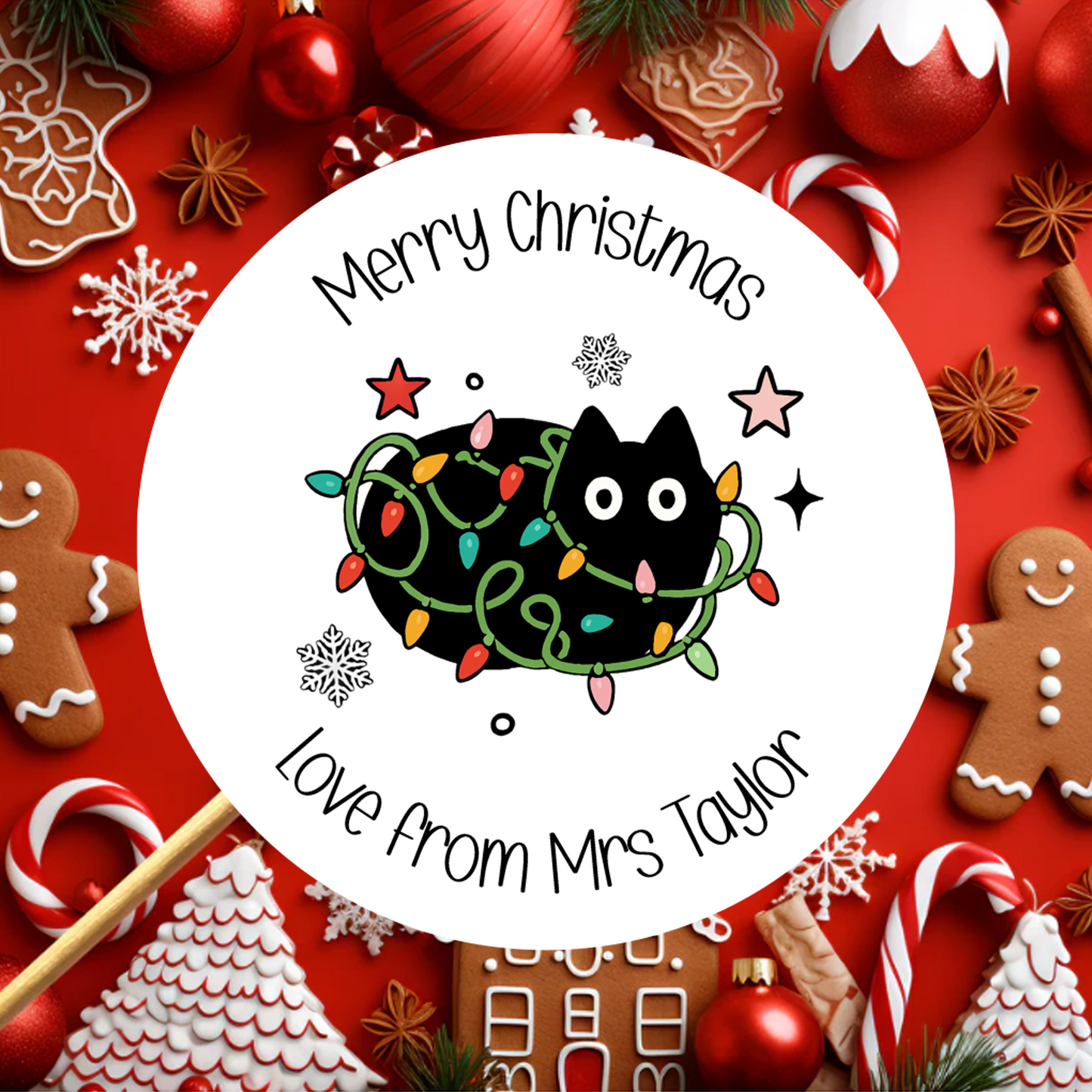 Personalised Christmas Cat Stickers