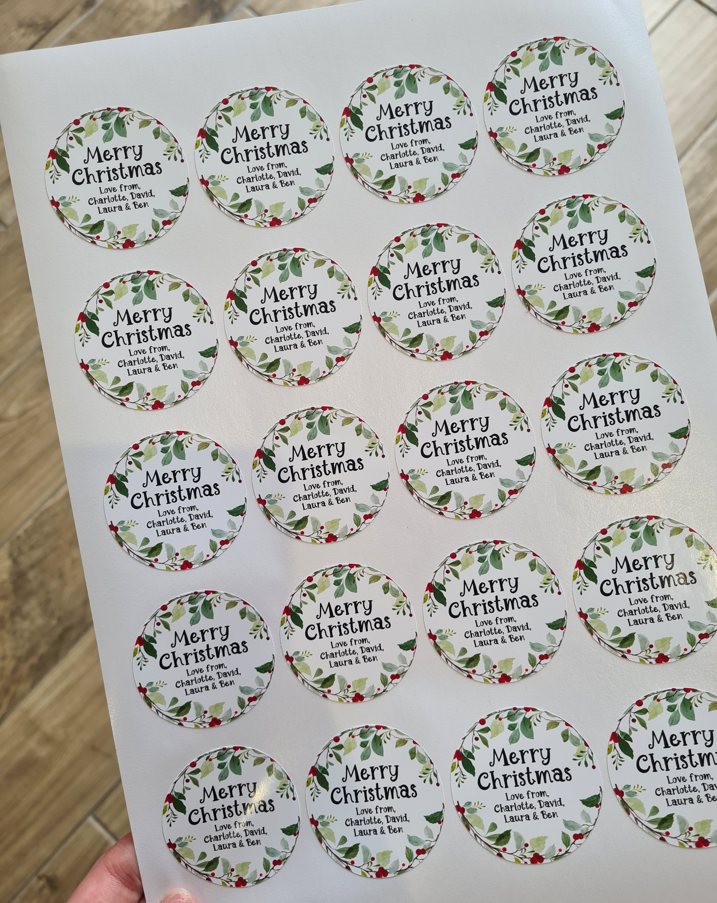 Personalised Christmas Wreath Stickers