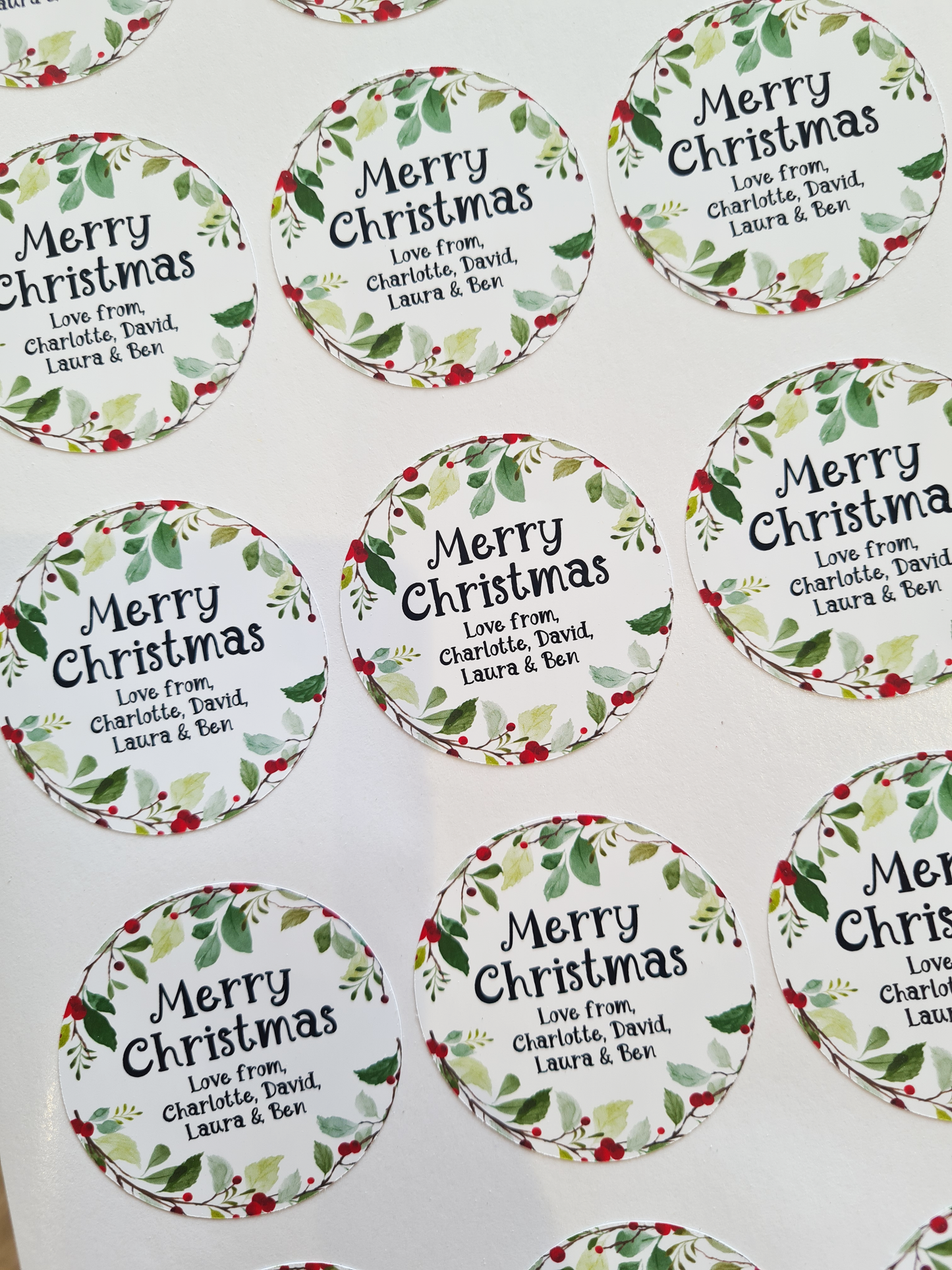 Personalised Christmas Wreath Stickers