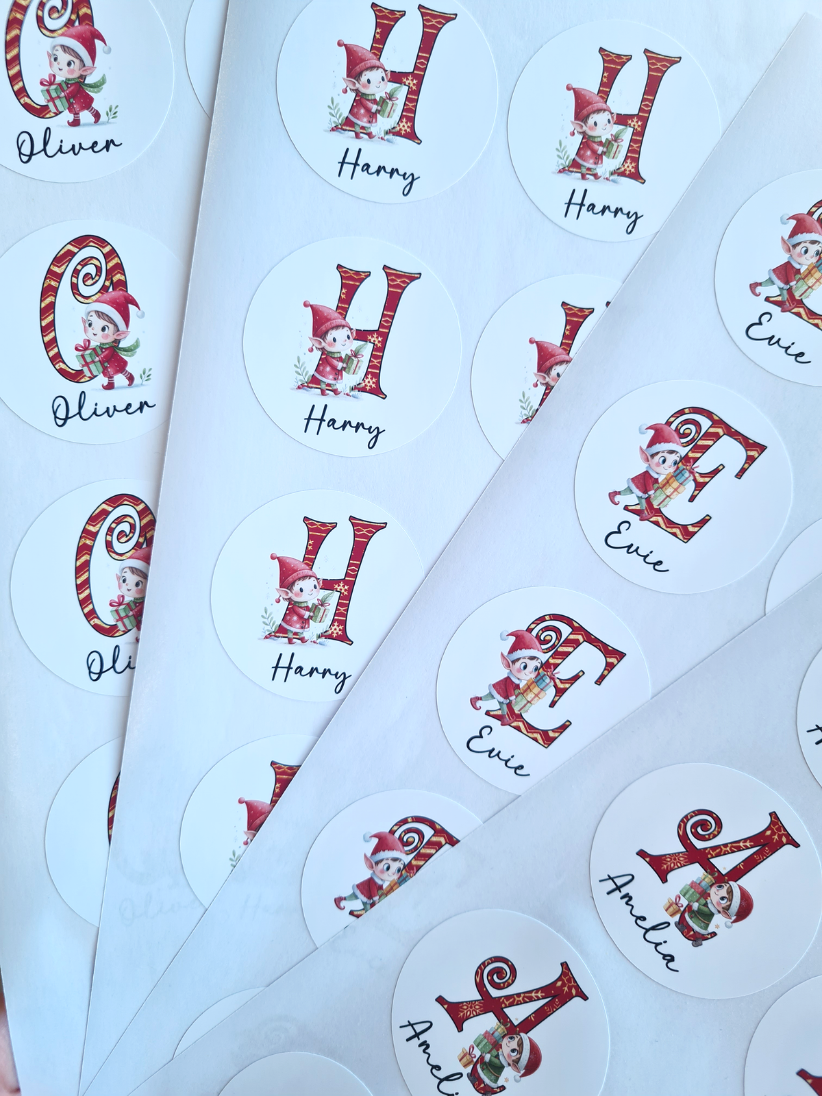 Personalised Letter Elf Christmas Stickers