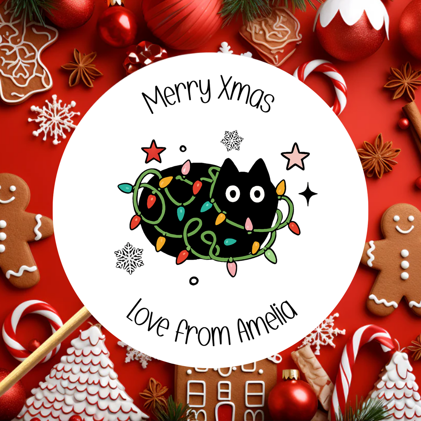 Personalised Christmas Cat Stickers
