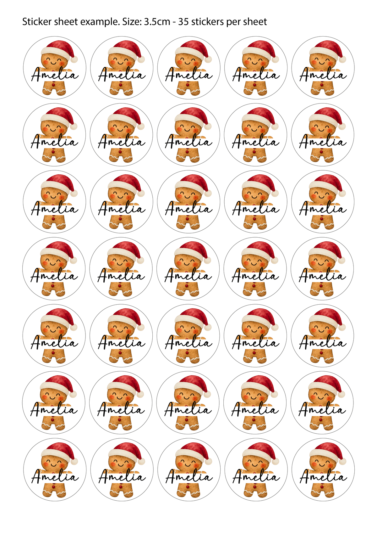 Personalised Christmas Gingerbread Man Stickers