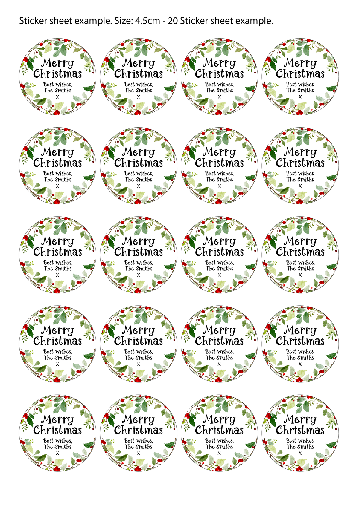 Personalised Christmas Wreath Stickers