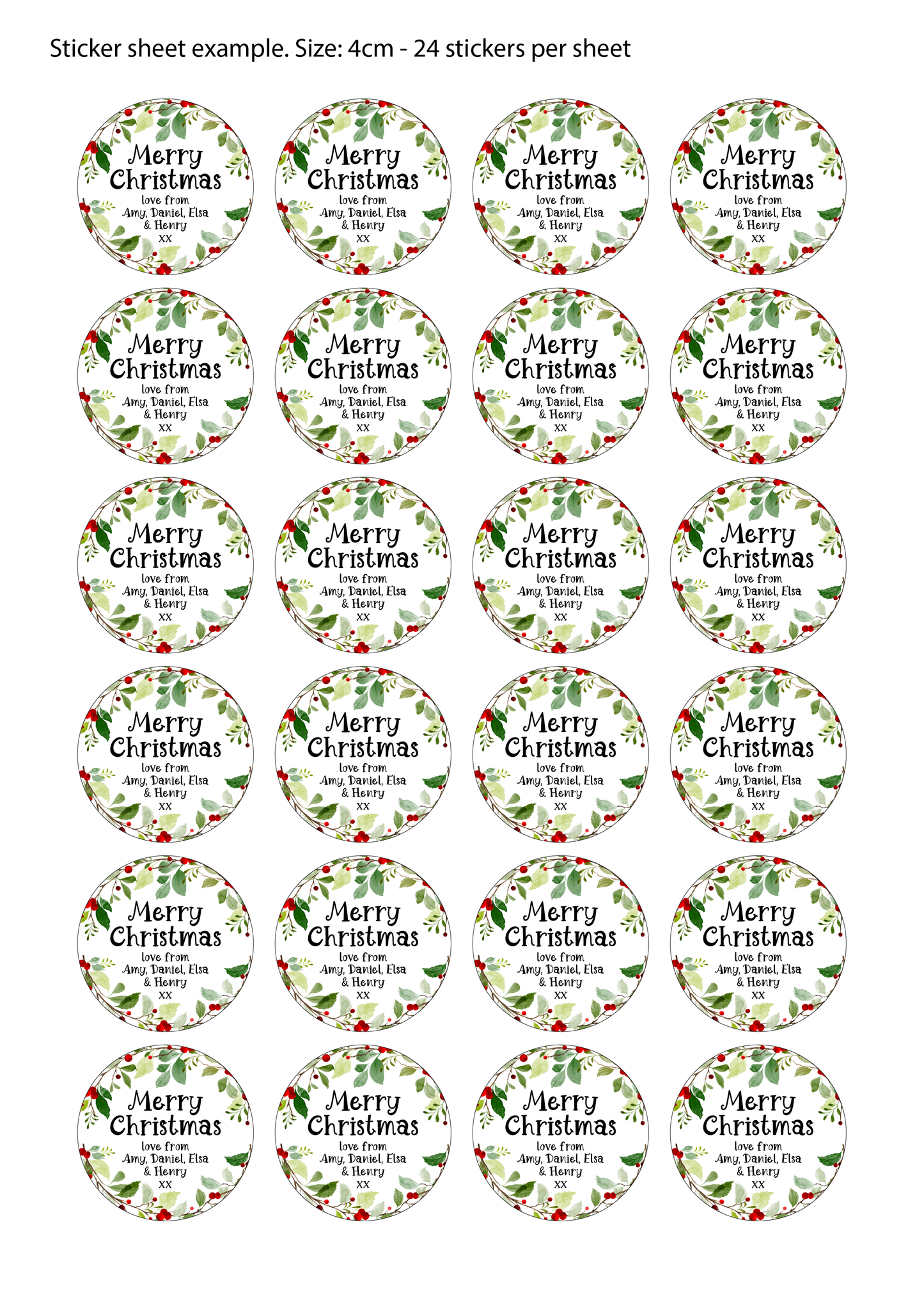 Personalised Christmas Wreath Stickers