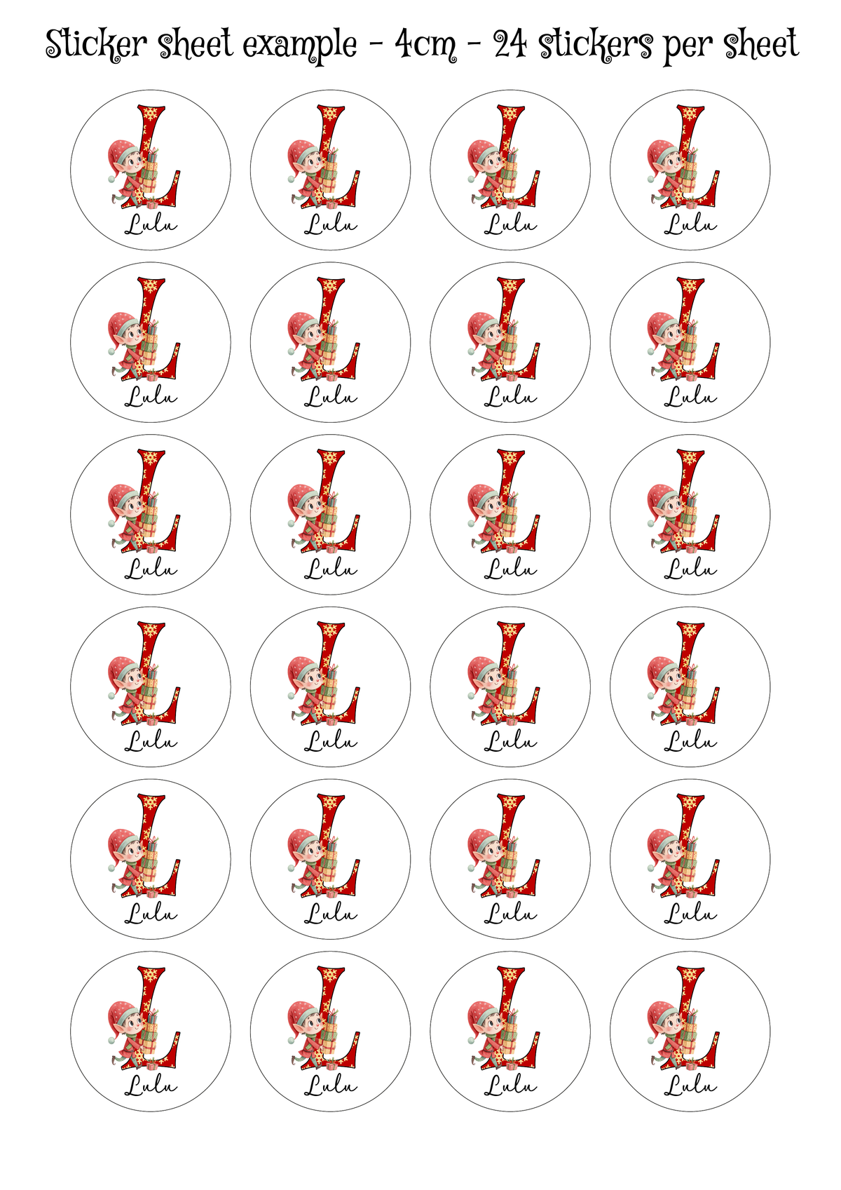 Personalised Letter Elf Christmas Stickers