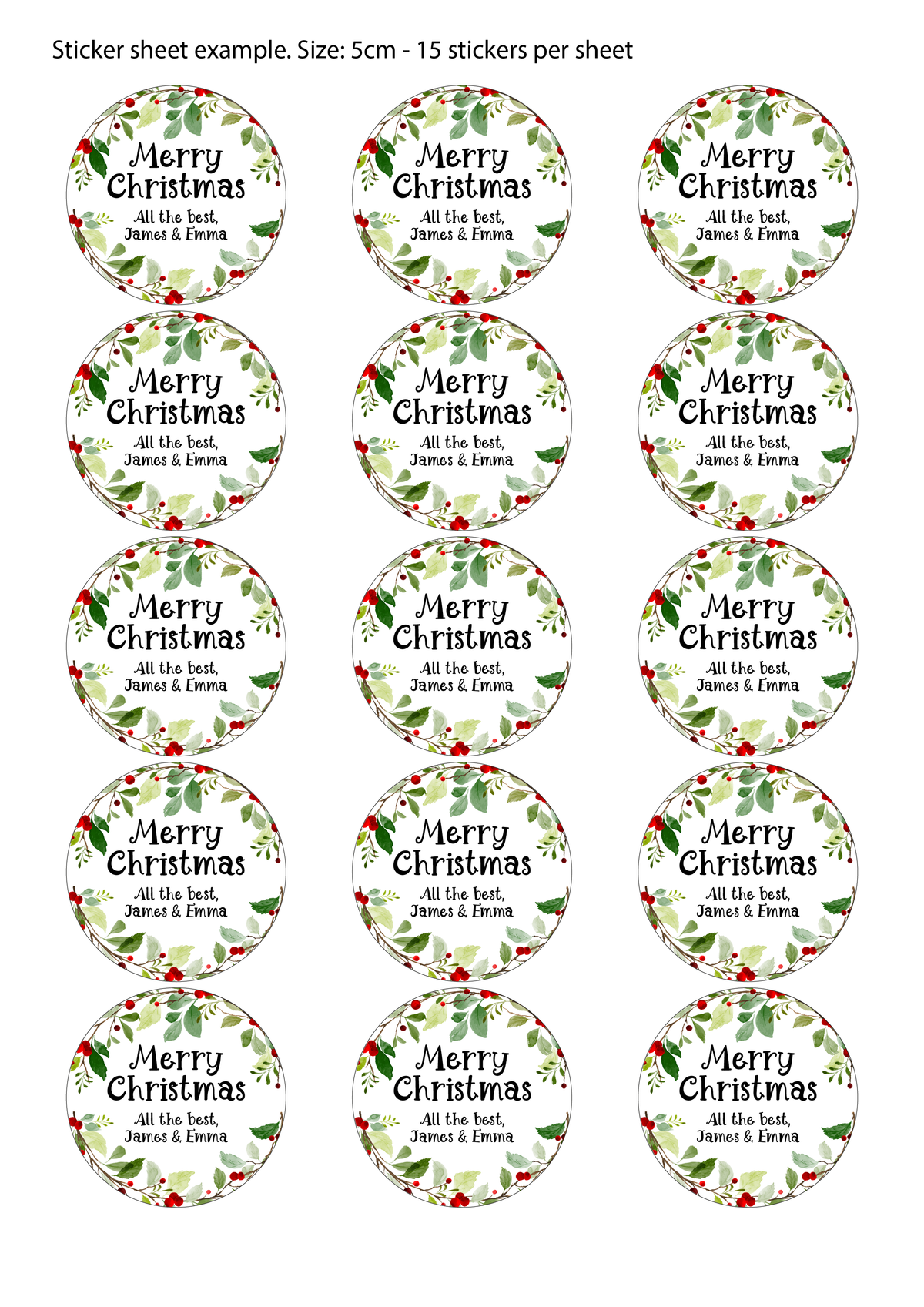 Personalised Christmas Wreath Stickers