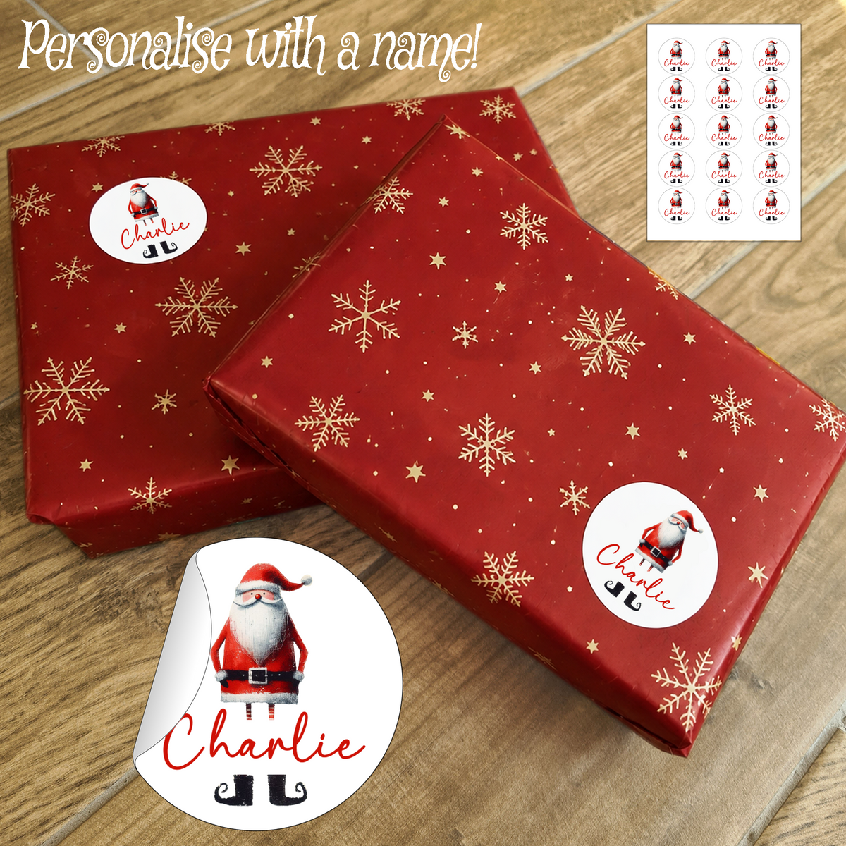 Personalised Christmas Santa Stickers