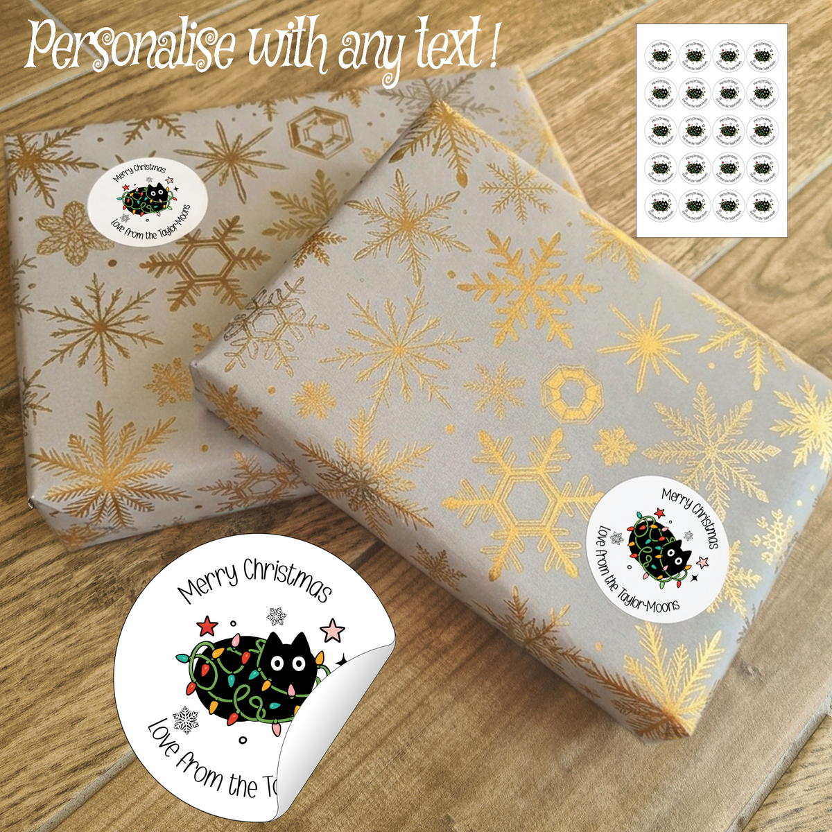 Personalised Christmas Cat Stickers