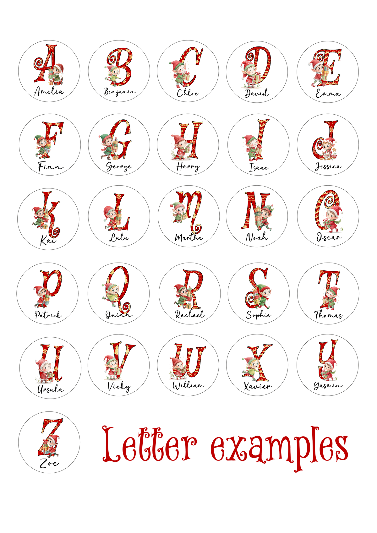 Personalised Letter Elf Christmas Stickers
