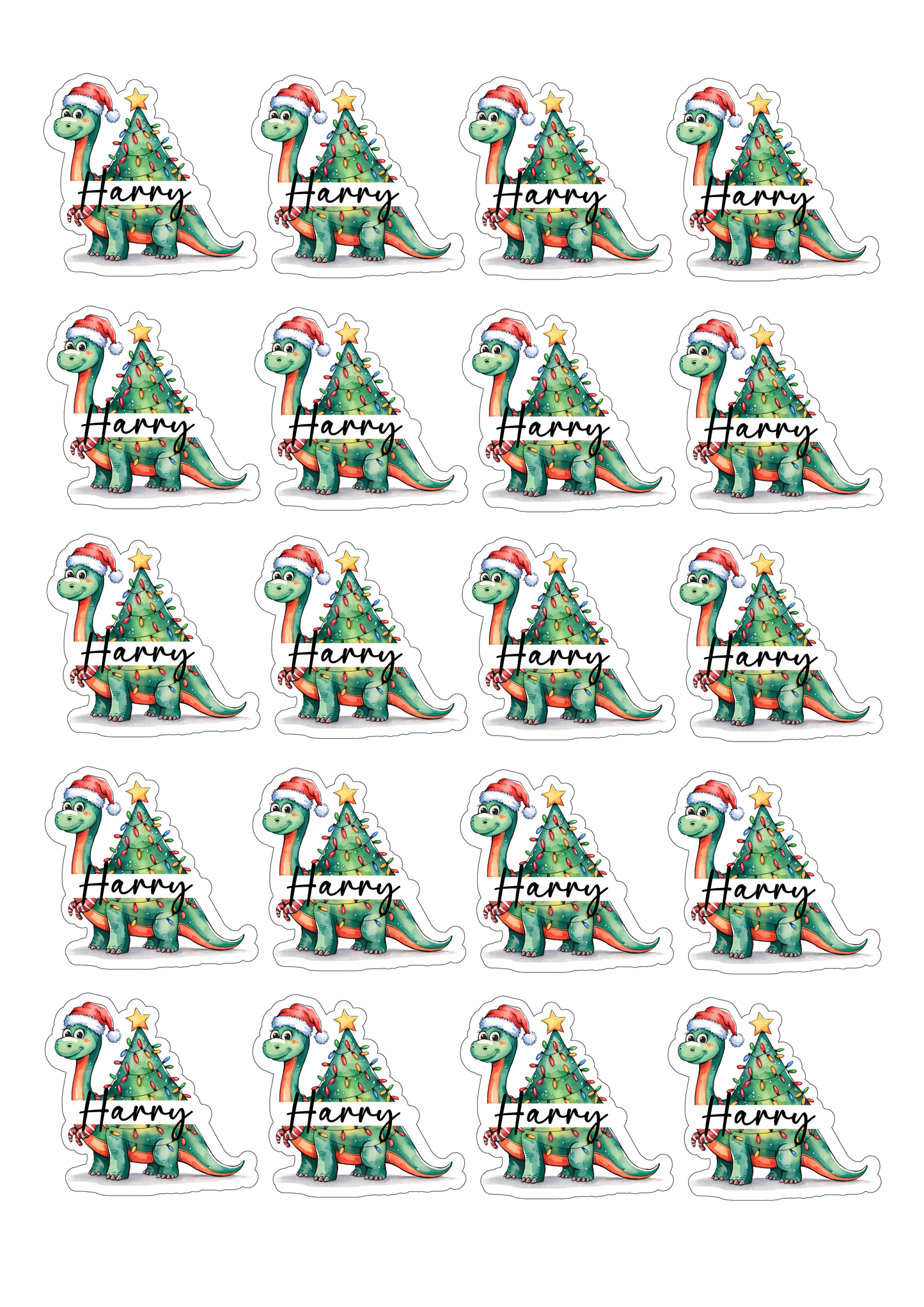 Personalised Dinosaur Christmas Stickers